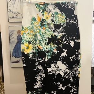 VINTAGE color block floral fitted pencil skirt (M)
